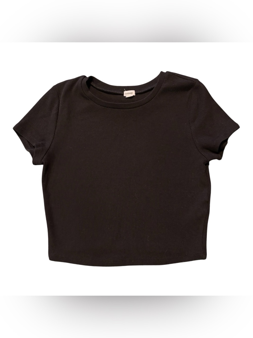 Garage black ribbed knit crop top